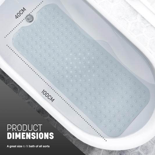 KEPLIN Premium Non-Slip Bath Mat - 200 Suction Cups, BPA, Latex Free, Mildew Resistant, Machine Washable - Safe, Durable & Comfortable for Shower Runner & Bathroom Tubs Extra Long (40x100cm) - Clear